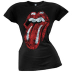 T-shirt  pour femme Rolling Stones avec logo langue usé
