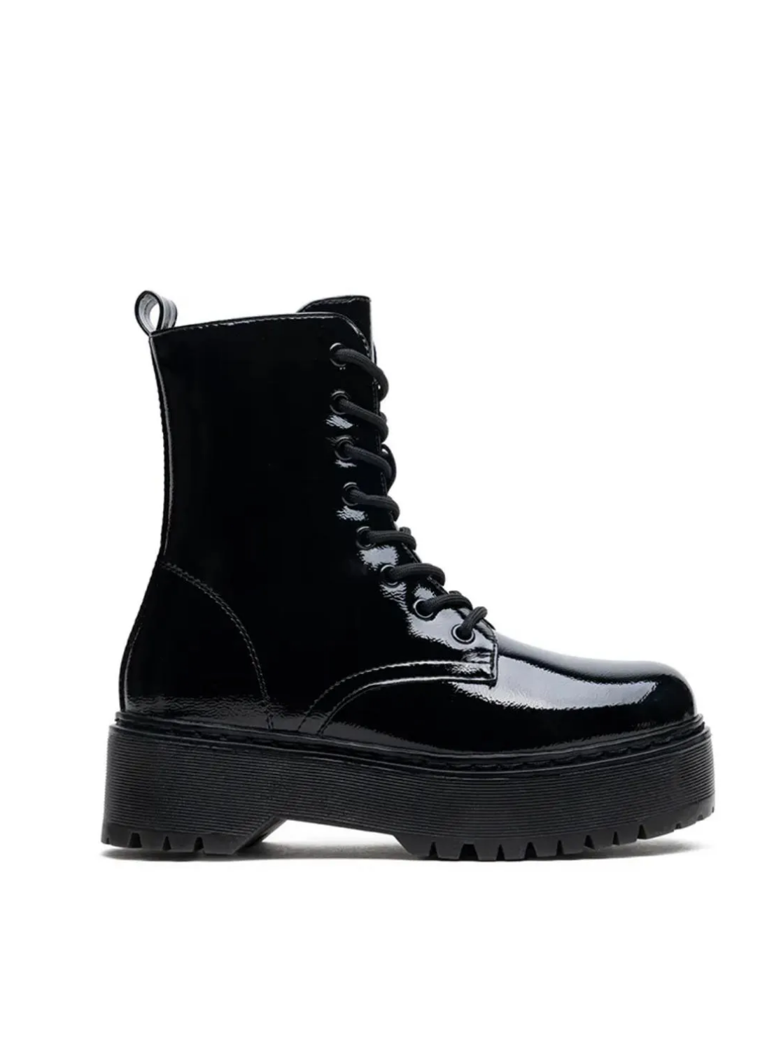 Bottines Noires Vernies à Plateforme – Rock-Chic