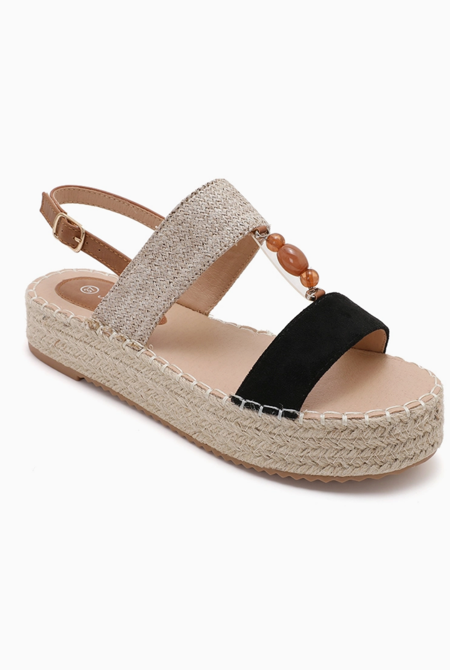 Espadrille Plateforme Perles & Brides Contrastées