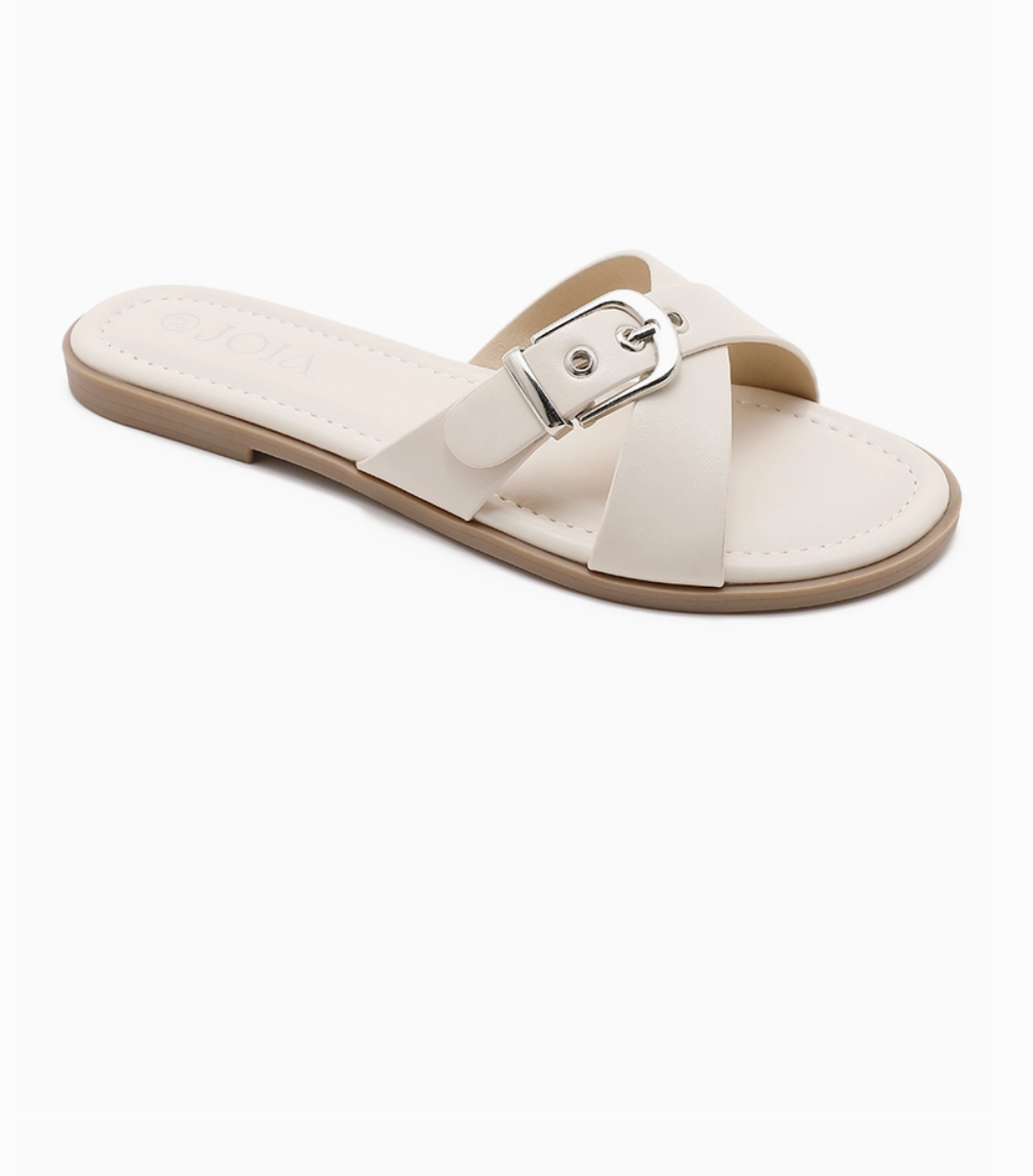 Claquette Brides Croisées Boucle Métal