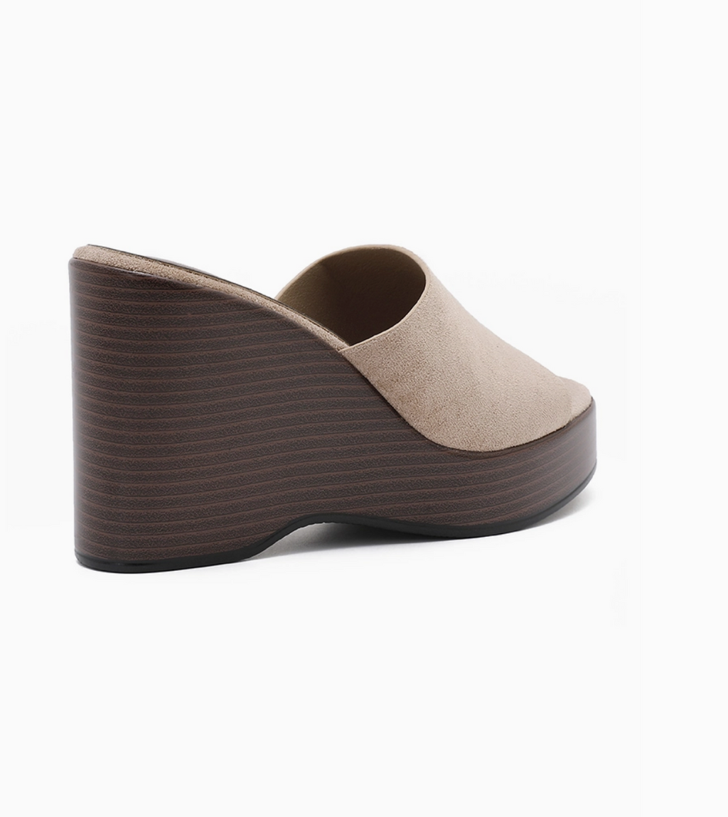 Mule Compensée Large Bride - Design Minimaliste