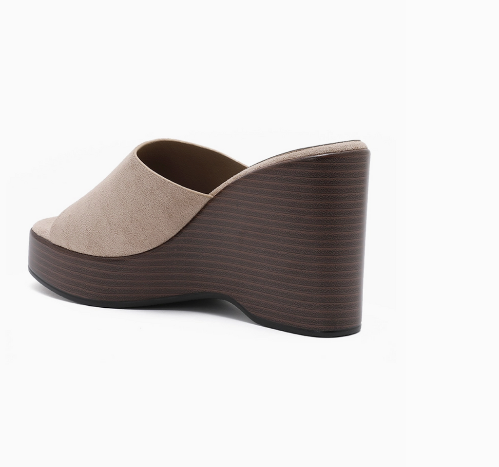 Mule Compensée Large Bride - Design Minimaliste