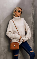 Pull à col haut crème